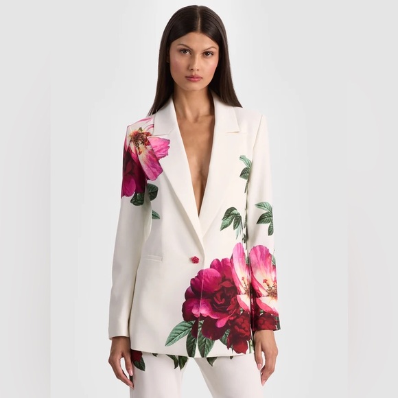 Alice + Olivia Denny Boyfriend Blazer in Empress Bloom Off White- New with Tags - Picture 5 of 8